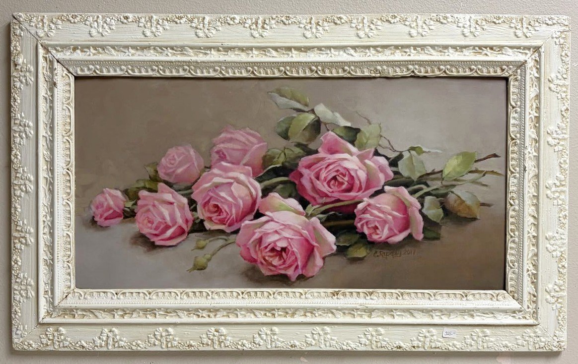 Pink Porch Roses in an Antique Frame
